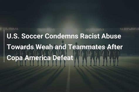 Write informative laconic excerpt under 30 words in mexican spanish for news below. Do not wrap it into quotation marks or html tags. Jun 27, 2024, 11:10 PM ETTim Weah and other members of the U.S. national team were targeted with racist abuse on social media after the Americans were beaten 2-1 by Panama in the Copa América on Thursday night.U.S. Soccer Federation issued a statement saying it was "deeply disturbed with the racist comments made online."Weah, who is Black, was sent off with a red card in the 18th minute after punching a Panama player.It was earliest red card for a U.S. player since Jimmy Conrad was tossed from a 2010 friendly against Honduras.The short-handed Americans nearly held on for a tie, but Panama scored a late goal that put the U.S. hopes of advancing past the first round in serious jeopardy.U.S. Soccer said several of its players were the targets of racist comments."There is absolutely no place in the game for such hateful and discriminatory behavior," the statement said. "These actions are not only unacceptable but but also contrary to the values of respect and inclusivity that we uphold as an organization."U.S. Soccer will be offering mental health services to any player of staff member who requests it. The governing body also reported the racist abuse to CONMEBOL, the South American organizers of the tournament.Weah issued a public apology on social media for a loss of composure that cost his team dearly."No matter what, I will always fight for my team and my country till the day I am no longer needed or capable to!" he said. "I sincerely apologize to everyone. My love for this team goes beyond just football and I am so sad and angry at myself for putting my brothers through what they went through tonight." ,Jugadores del equipo nacional de EE. UU., incluido Tim Weah, sufrieron abusos racistas en redes tras perder 2-1 contra Panamá en la Copa América. U.S. Soccer emitió una declaración condenatoria.