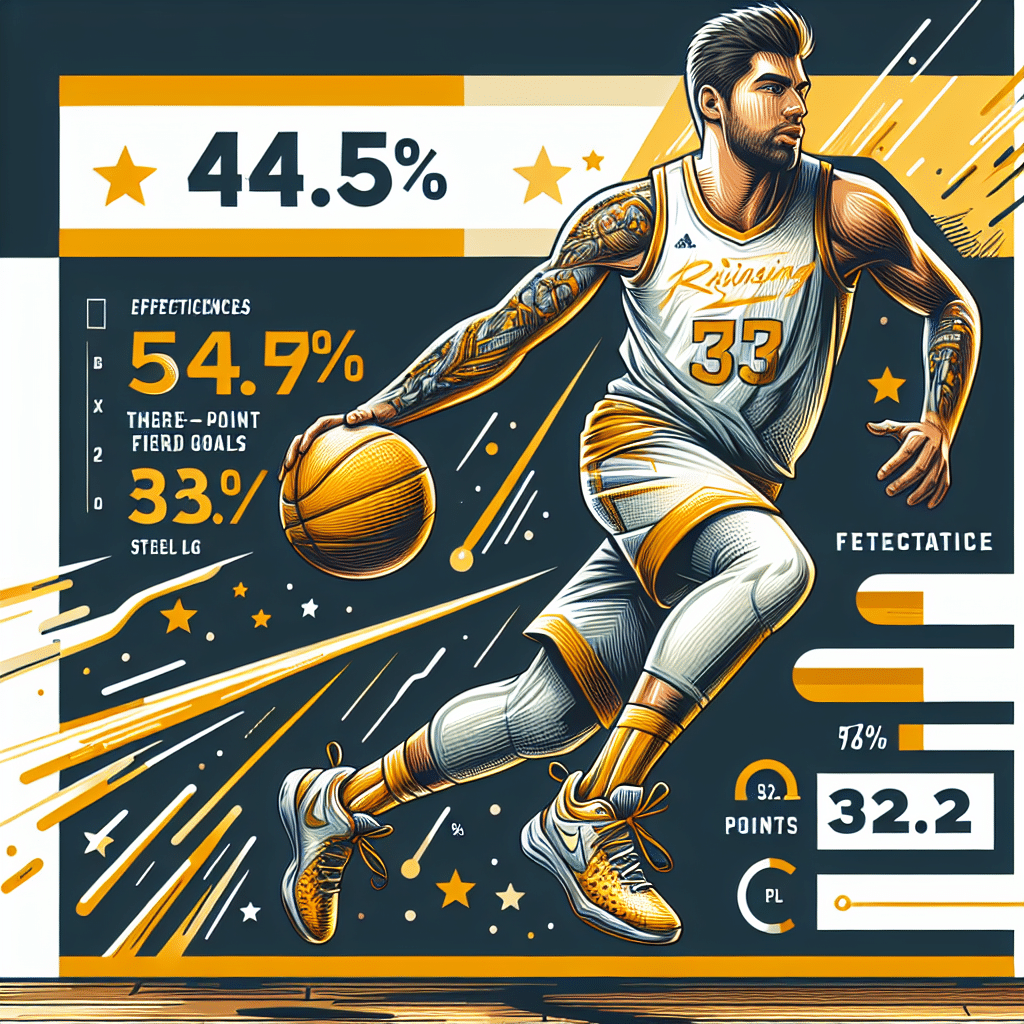 Jugador impresiona con 54.5% de efectividad y 53.7% en triples, promediando 32.2 puntos de fantasía por partido. Una estrella en ascenso.