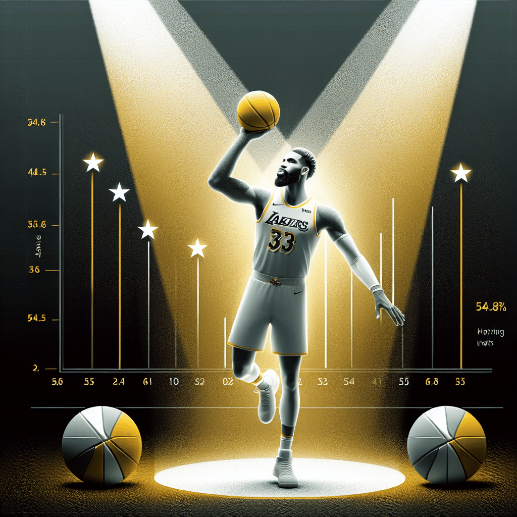 Destacando en el baloncesto moderno, el jugador brilla con 35.4 puntos de fantasía por juego y un 54.8% de eficacia en sus tiros.