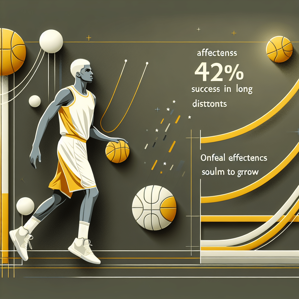 El jugador destaca con un 42% de intentos desde larga distancia, mostrando un estilo moderno. Su efectividad general aún tiene espacio para crecer.