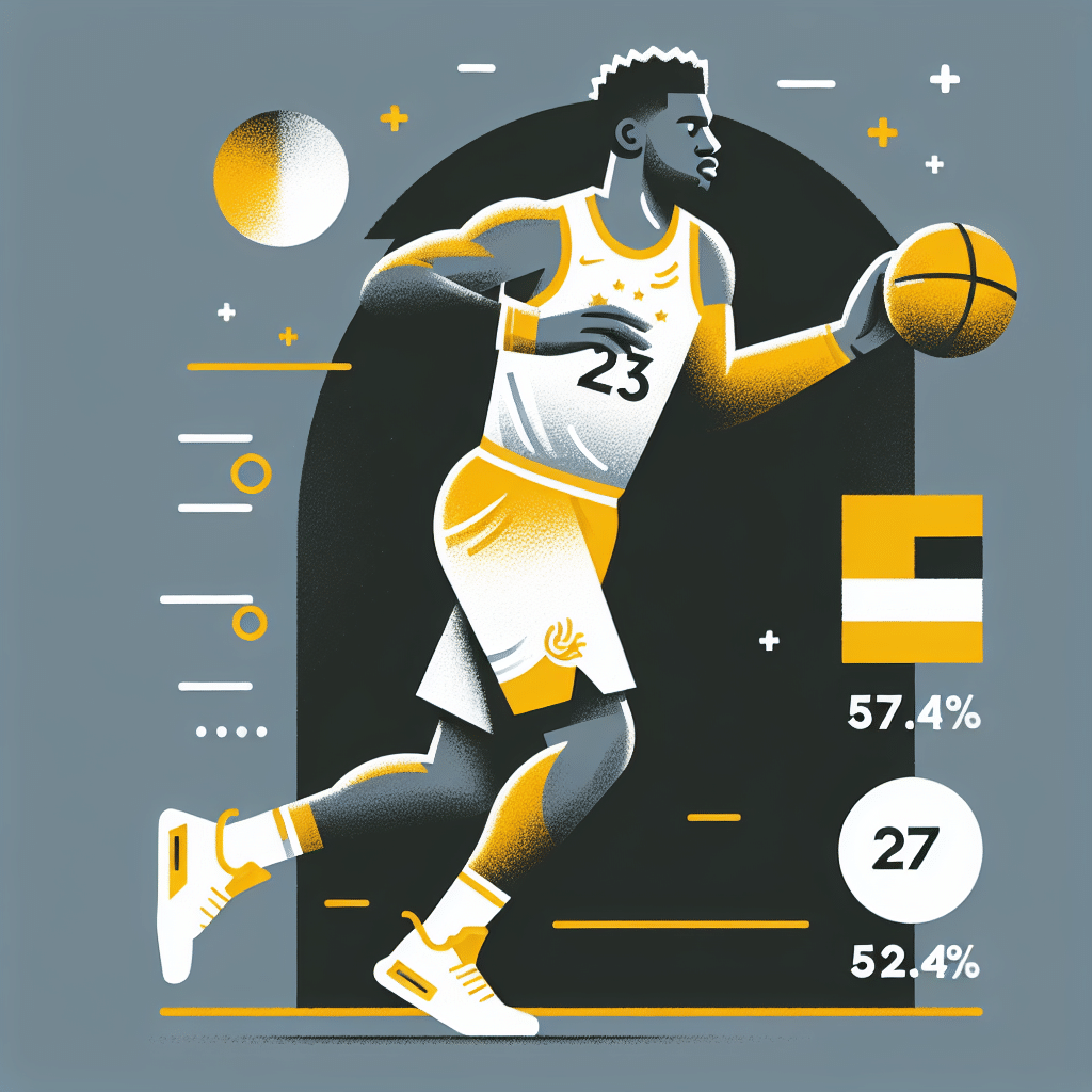 El jugador destaca con 27.6 puntos de fantasía por partido y un 52.4% de efectividad en tiros, mostrando su impacto en el juego.