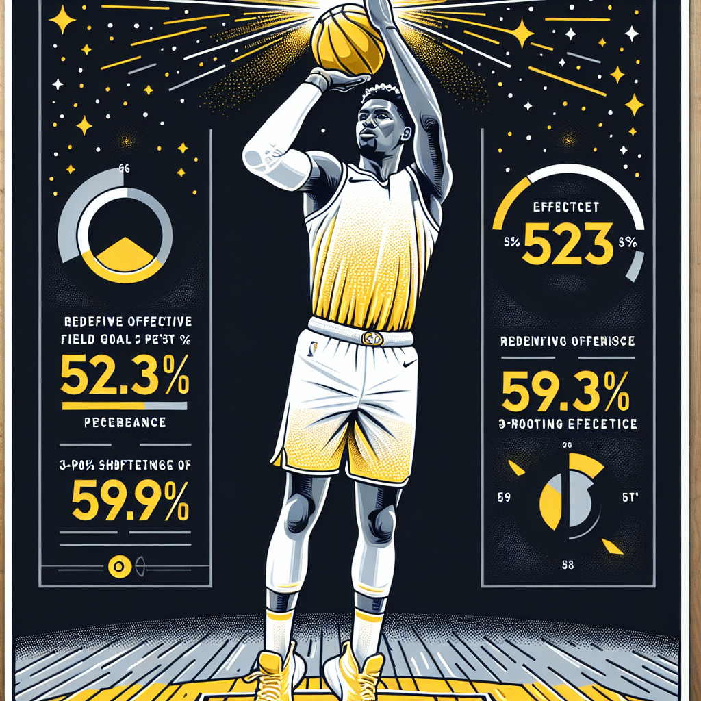 El jugador brilla con un 52.3% en "Effective Field Goal" y 59.5% en triples, redefiniendo la eficiencia ofensiva en la cancha.